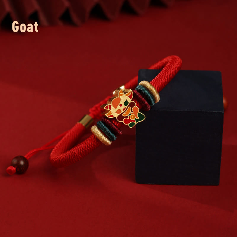 Buddha Stones Handmade 925 Sterling Silver Year of the Dragon Chinese Zodiac Luck Braided Red Bracelet