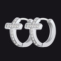 Cubic Zirconia Cross Hoop Earrings for