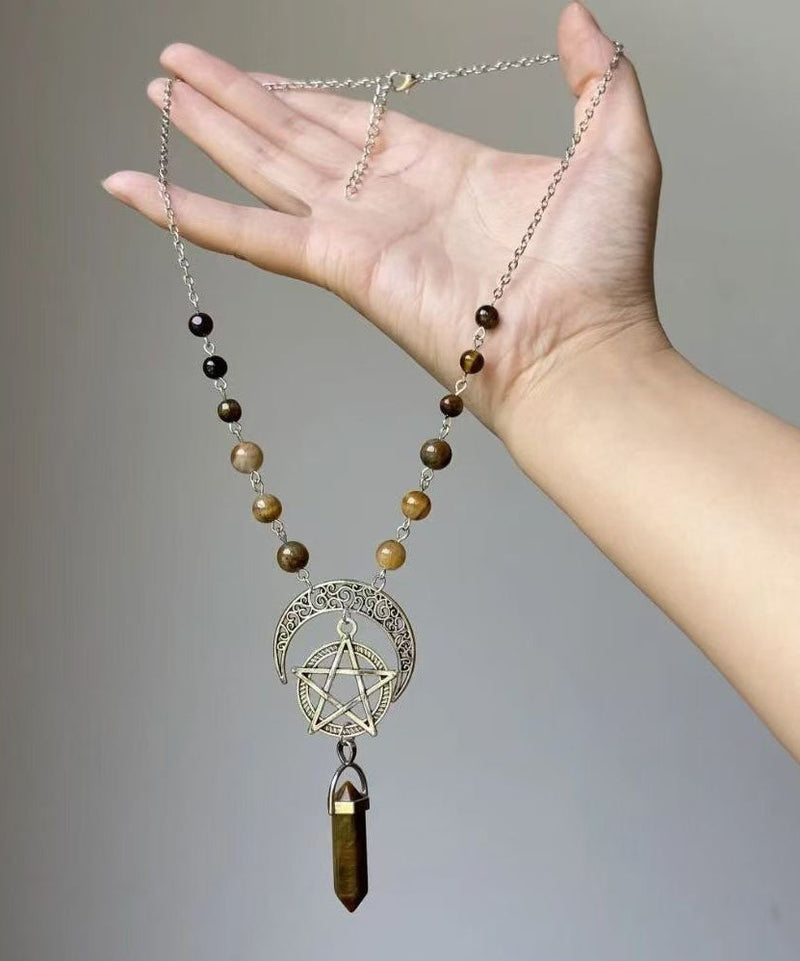 Metal Star Moon Universe Lariat Necklace