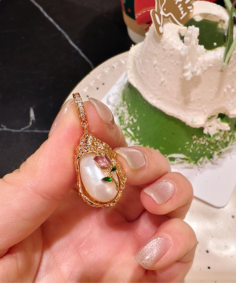 Golden Tulip Metal Monet's Garden Pendant Necklace