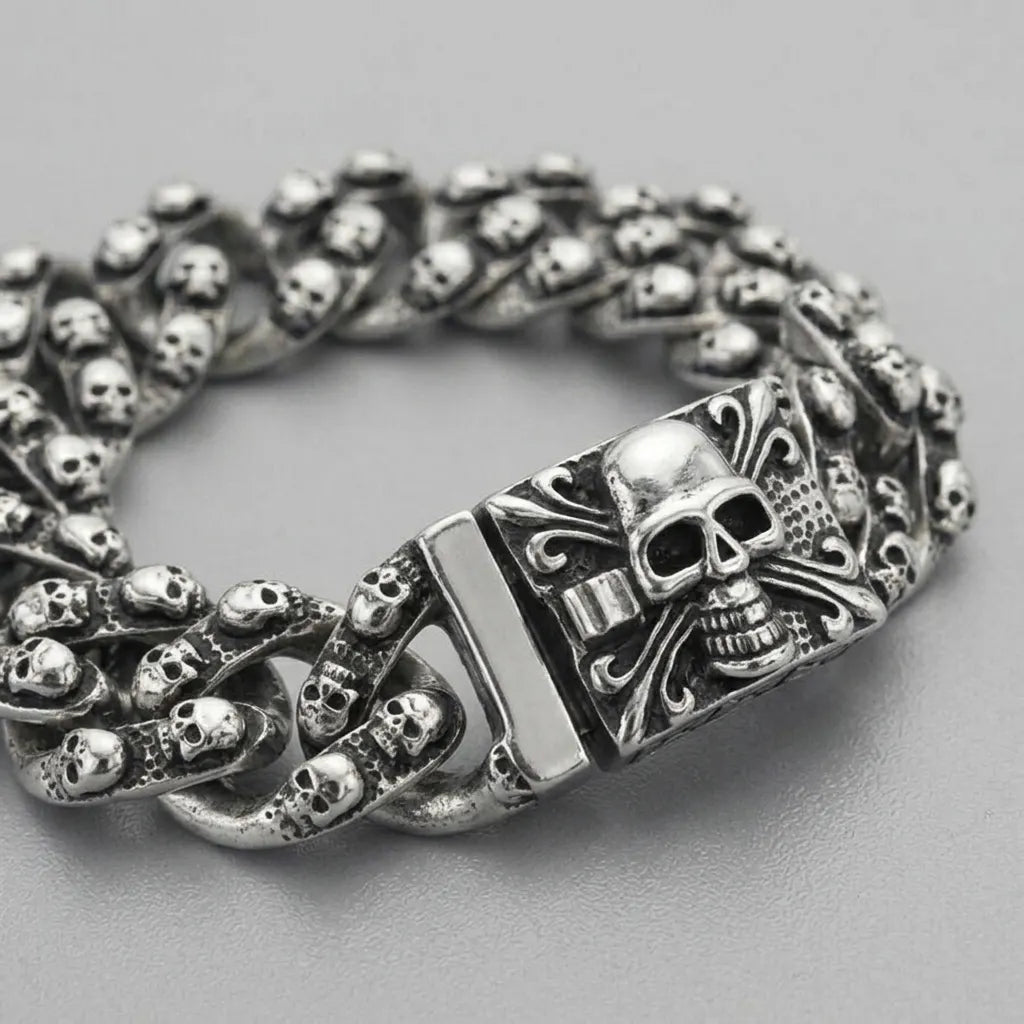 Thousand Skulls Cuban Bracelet