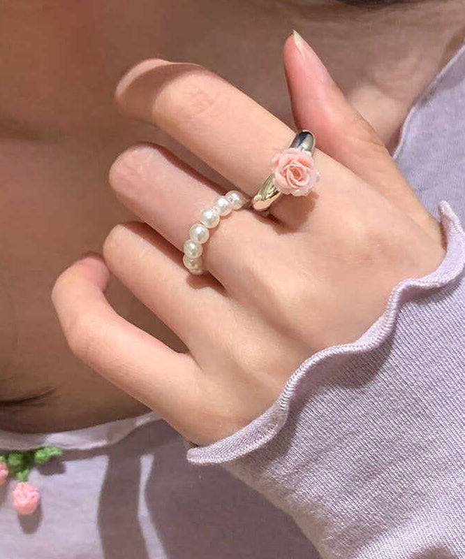 Handmade Alloy Pearl Rings Two-piece Set