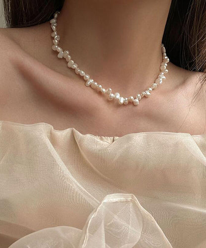 White Alloy Pearl Tassel Graduated Bead Necklace