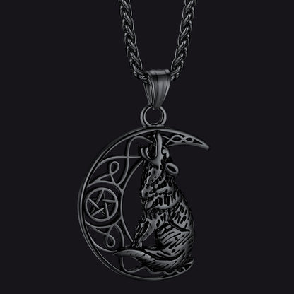 Viking Celtic Crescent Moon Wolf Necklace Jewelry for