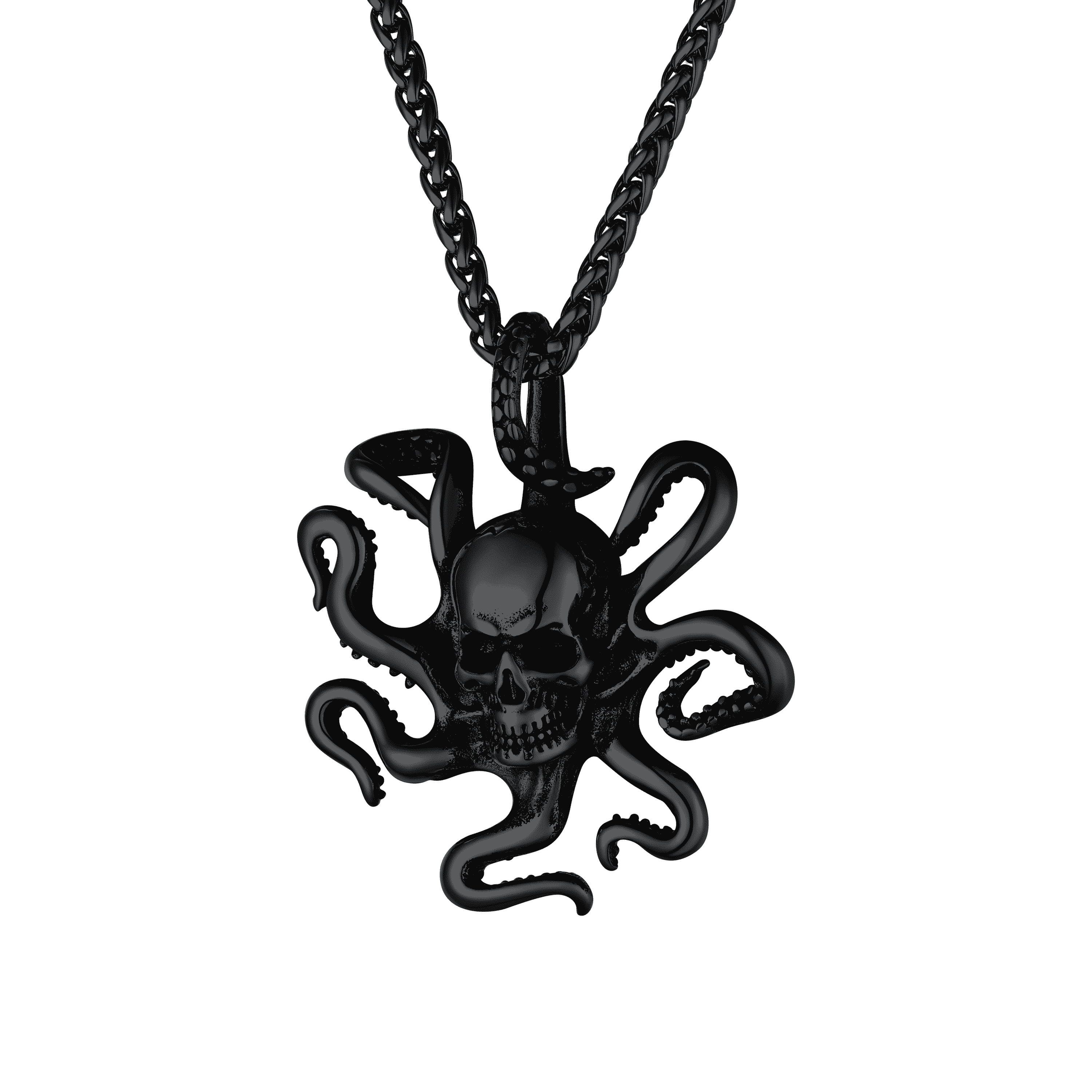 Gothic Octopus Skull Necklace for
