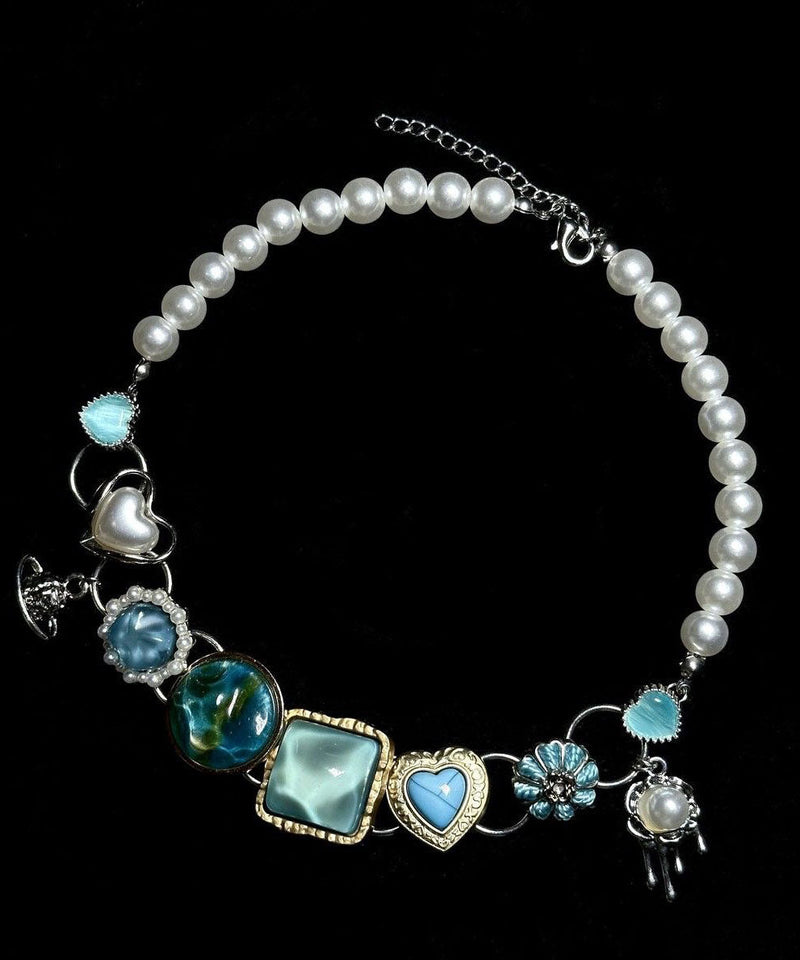 Rainbow Stainless Steel Pearl Collar Necklace