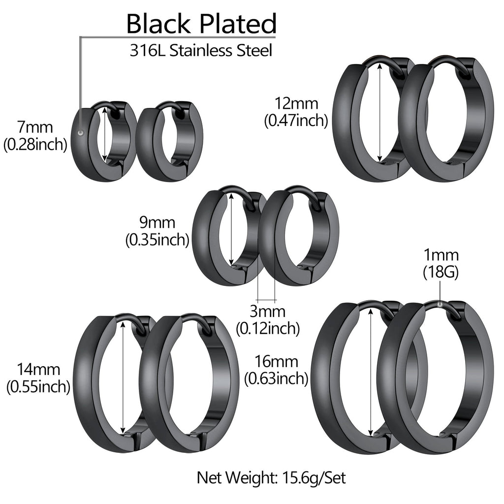 5 Pairs Minimalist Hoop Earrings Set for