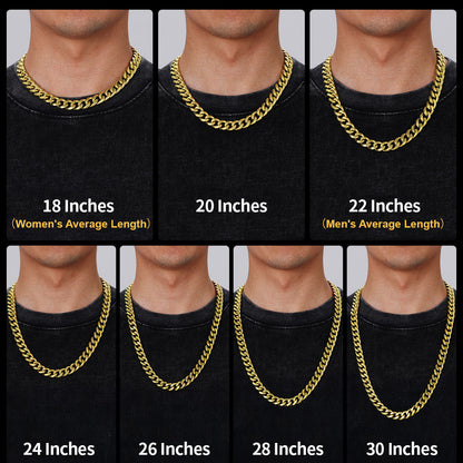 Engraved Cuban Link Chain Necklace for 6/9/12mm Width