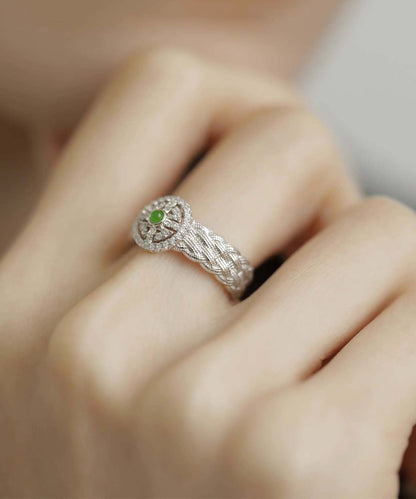 Silk Sterling Silver Jade Hand Woven Lace Rings