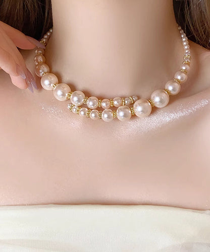 White Alloy Pearl Beading Collar Necklace