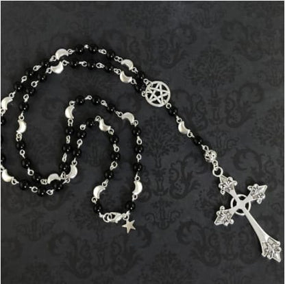 Magick Moon Obsidian Pentagram Necklace