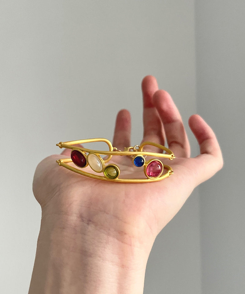 Gold Copper Alloy Hollow Out Diamond Bracelet