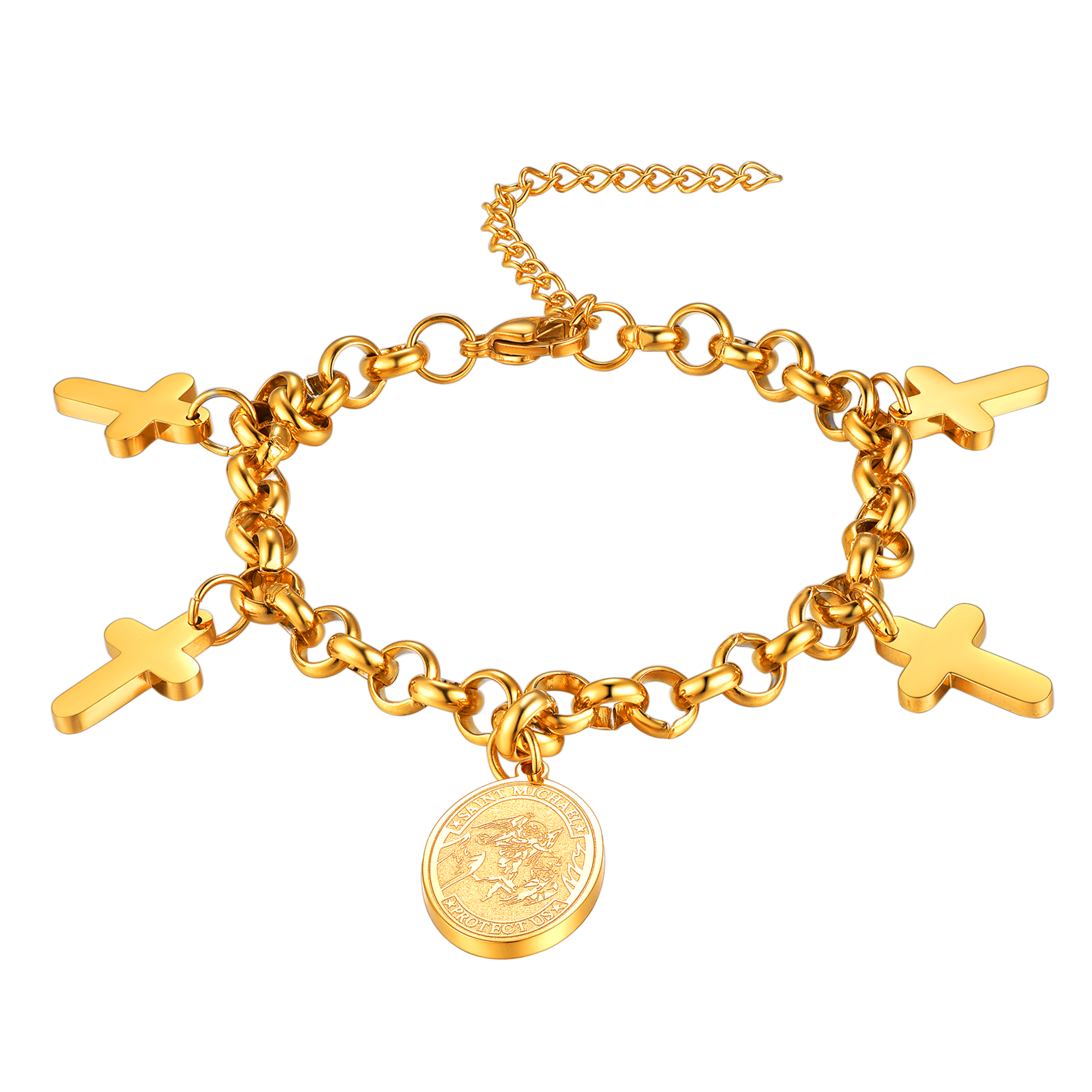 Patron St. Michael Charm Bracelet With Cross for