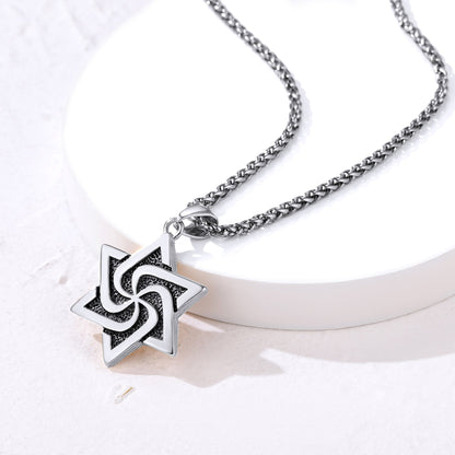 Retro Jewish Star of David Necklace for