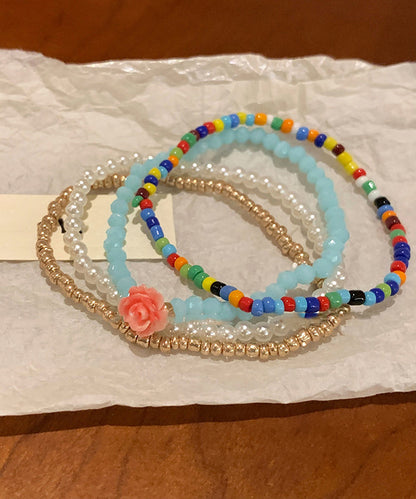 Style Pearl Beading Layered Chain Bracelet Four Pieces Set