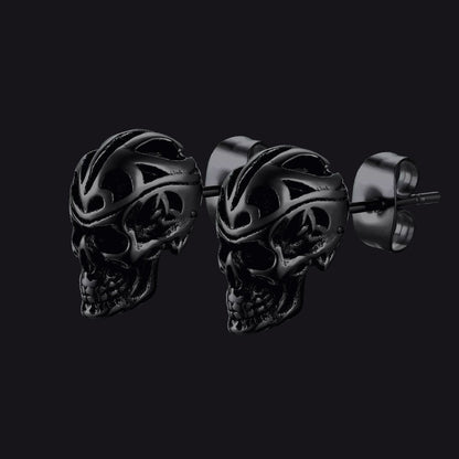 Gothic Celtic Knot Skull Stud Earrings for