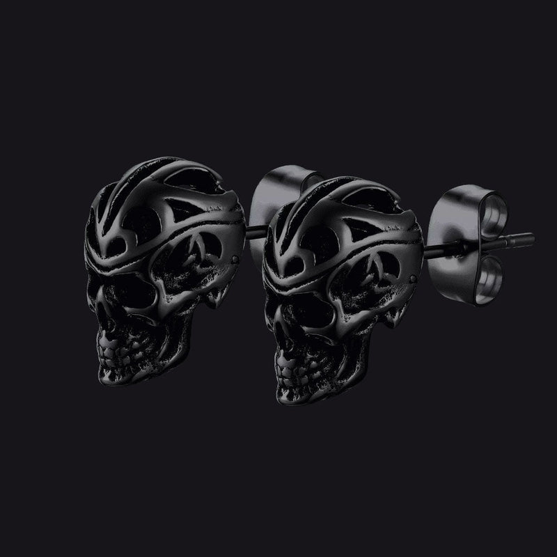 Gothic Celtic Knot Skull Stud Earrings for