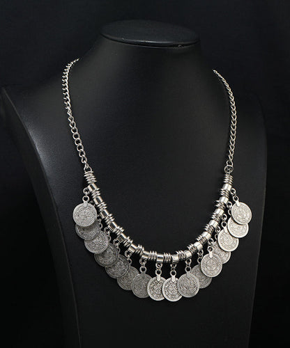 Silk Sterling Silver Tassel Coin Pendant Necklace