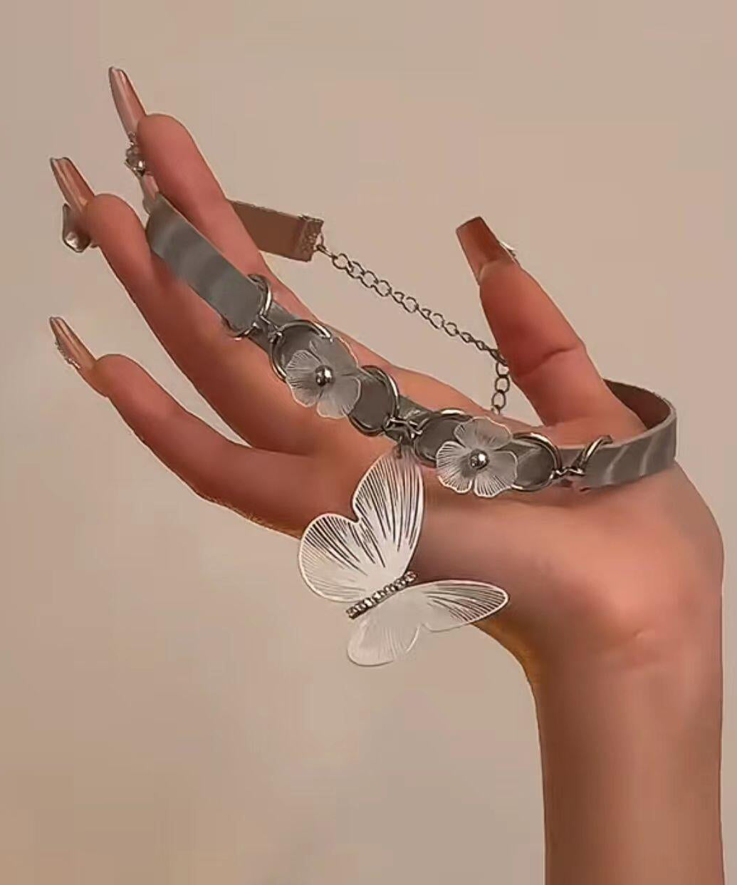 White Stainless Steel Butterfly Pendant Necklace