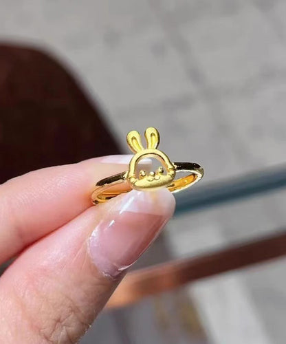 Gold Sterling Silver Overgild Little Rabbit Rings