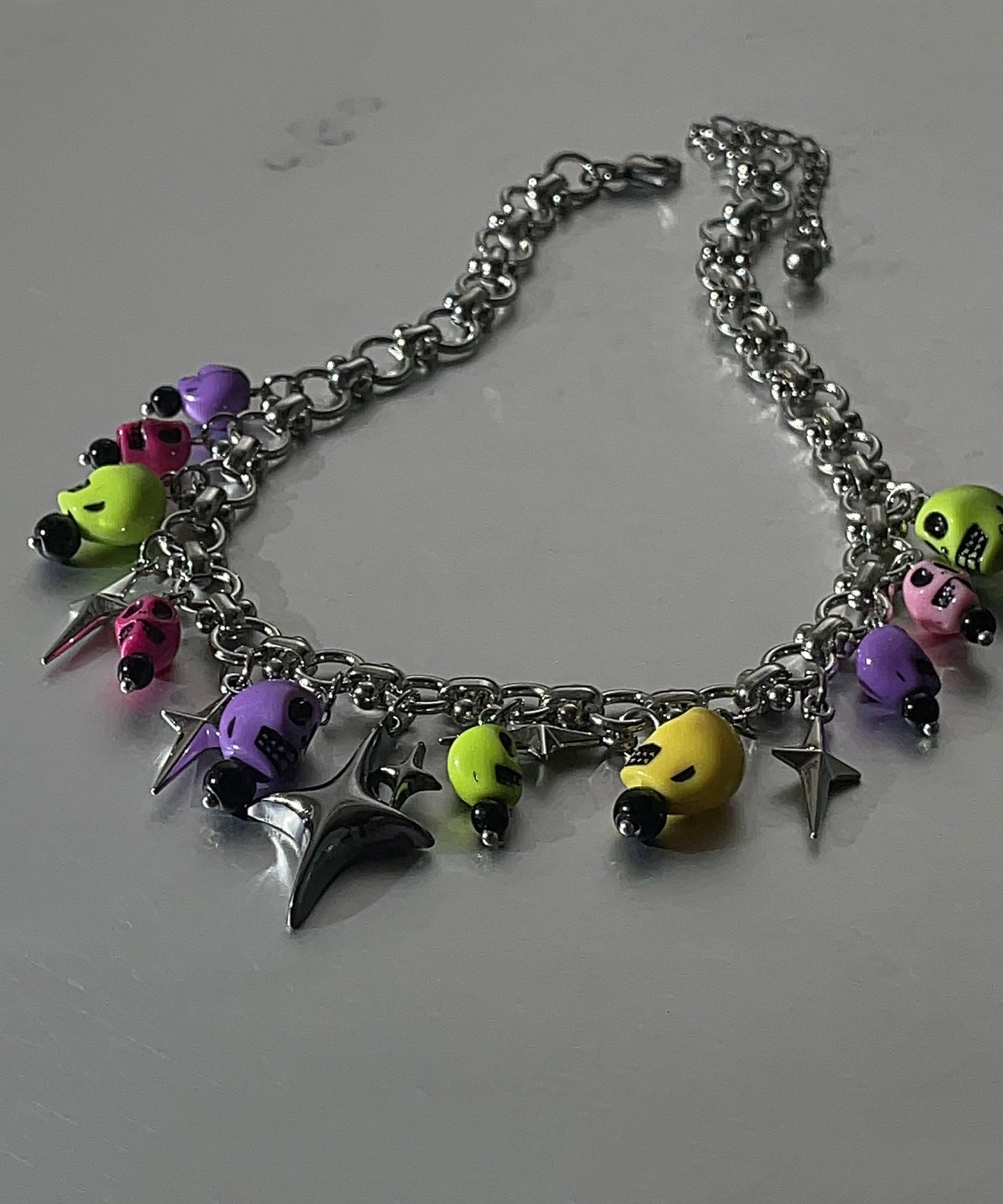 Rainbow Alloy Acrylic Colored Skeleton Lariat Necklace