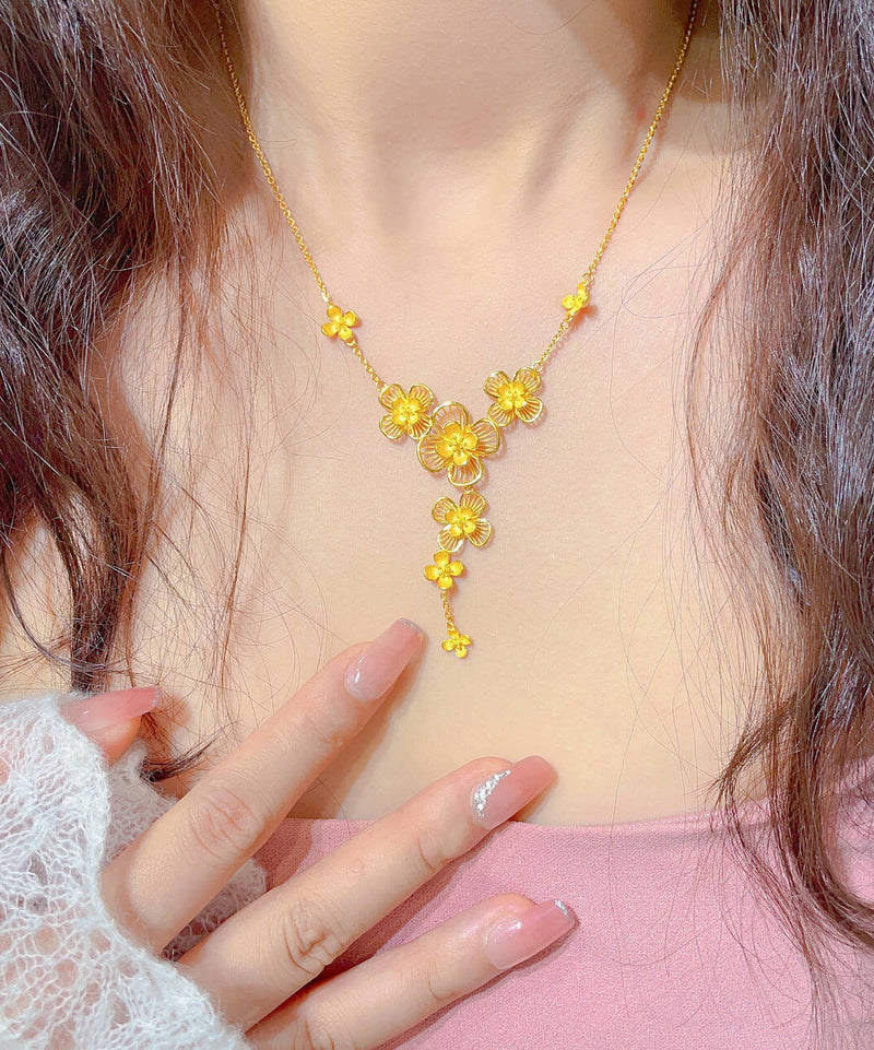 Gold Sterling Silver Overgild Hollow Out Pendant Necklace