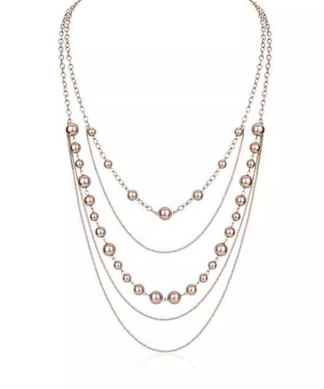 Original Gold Alloy Double-layer Pearl Lariat Necklace