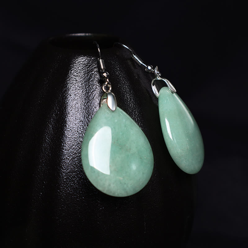 Green Aventurine Healing Drop Earrings With Pink Crystal & Tiger Eye
