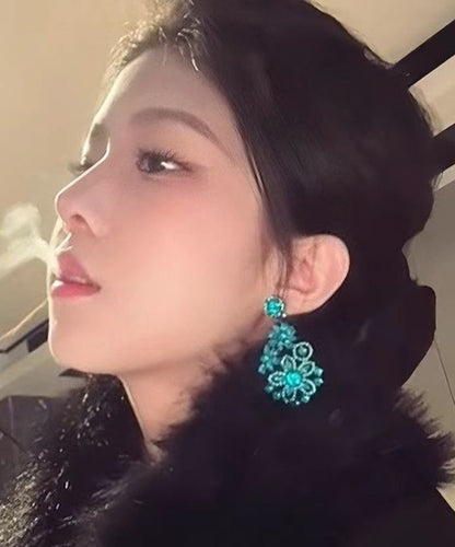 Blue Alloy Zircon Drop Earrings