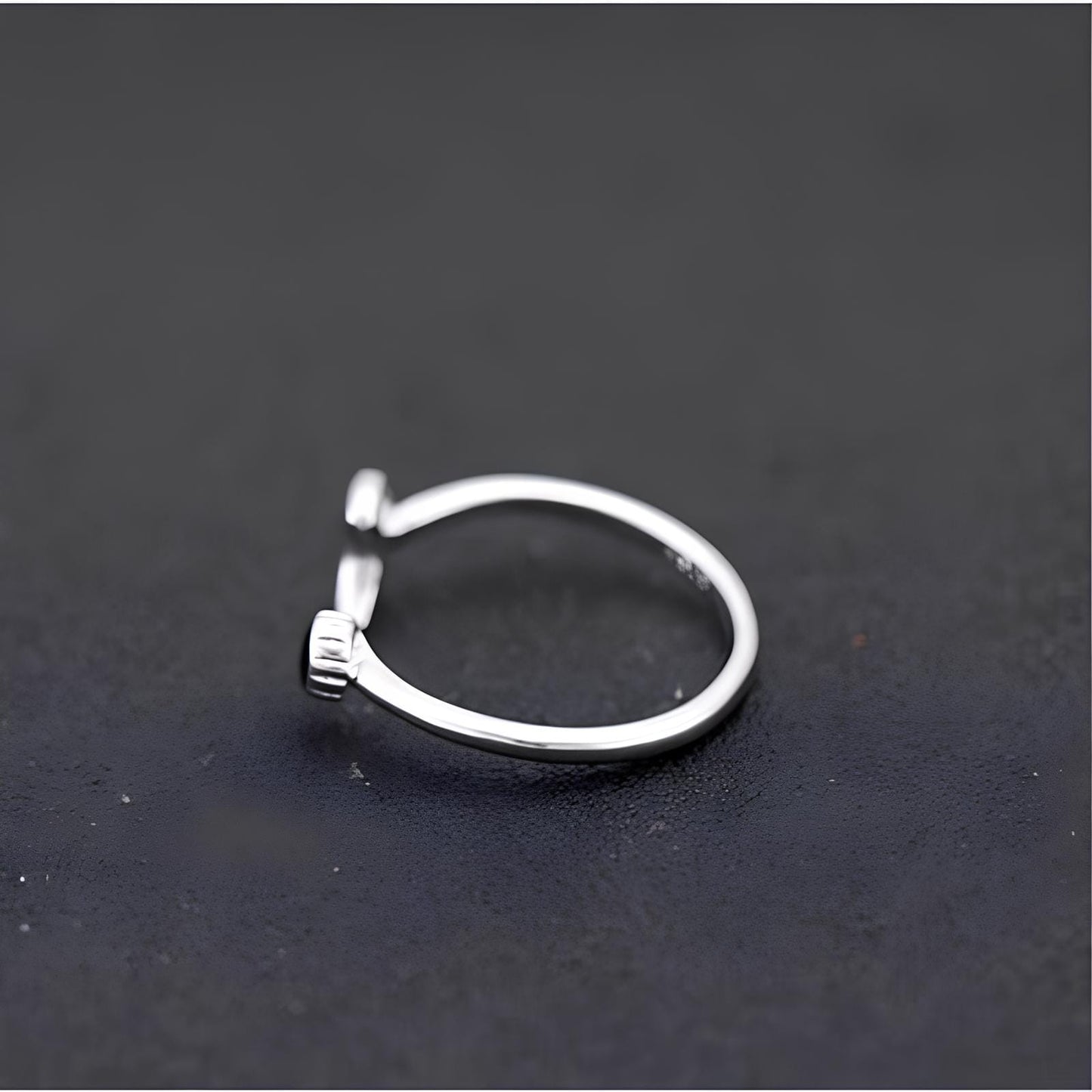 Midnight Crescent Charm Ring