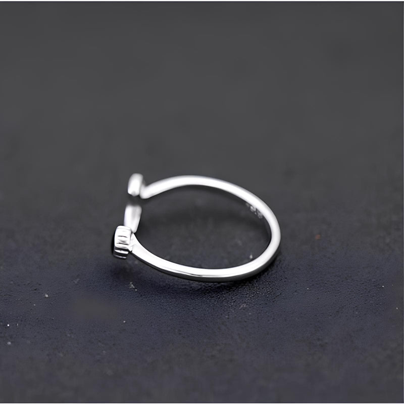 Midnight Crescent Charm Ring