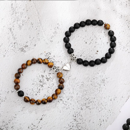 Natural Stone Couple Bracelet Crystal Set (2 Pieces)