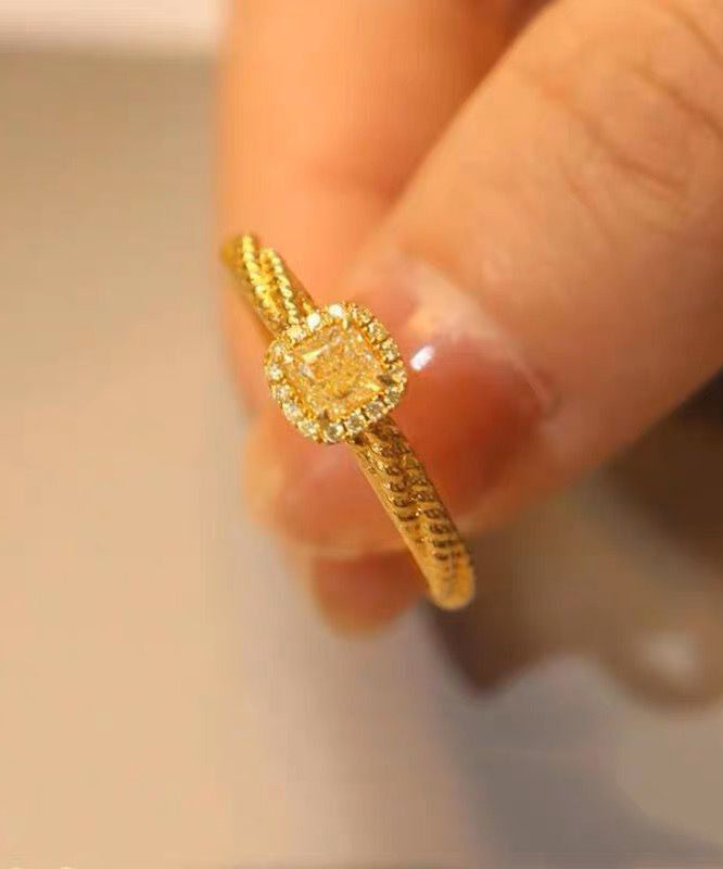 New Gold Overgild Zircon Crystal Rings