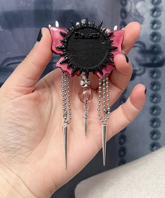 Colorblock Sterling Silver Butterfly Cartoon Tassel Pendant Necklace