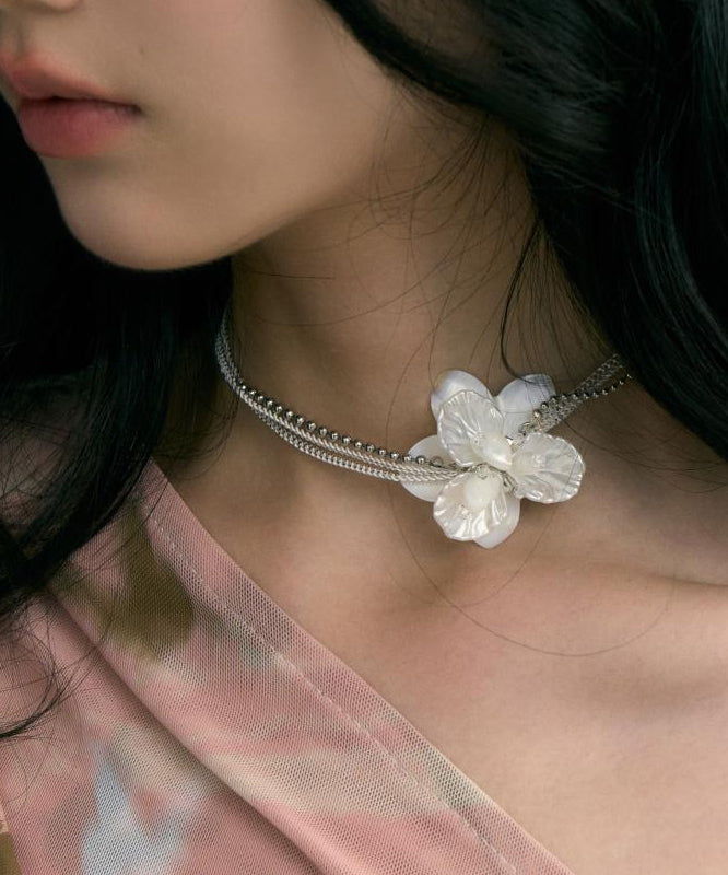 White Copper Overgild Shell Pearl Choker