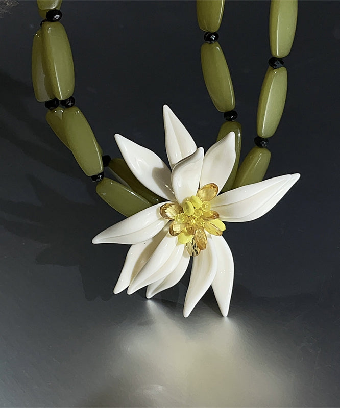 Stylish Green Acrylic Alloy Bamboo Nodes Double Layer Pendant Necklace