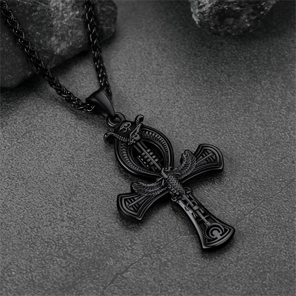 Flash Egyptian Ankh Cross Necklace With Eagle for
