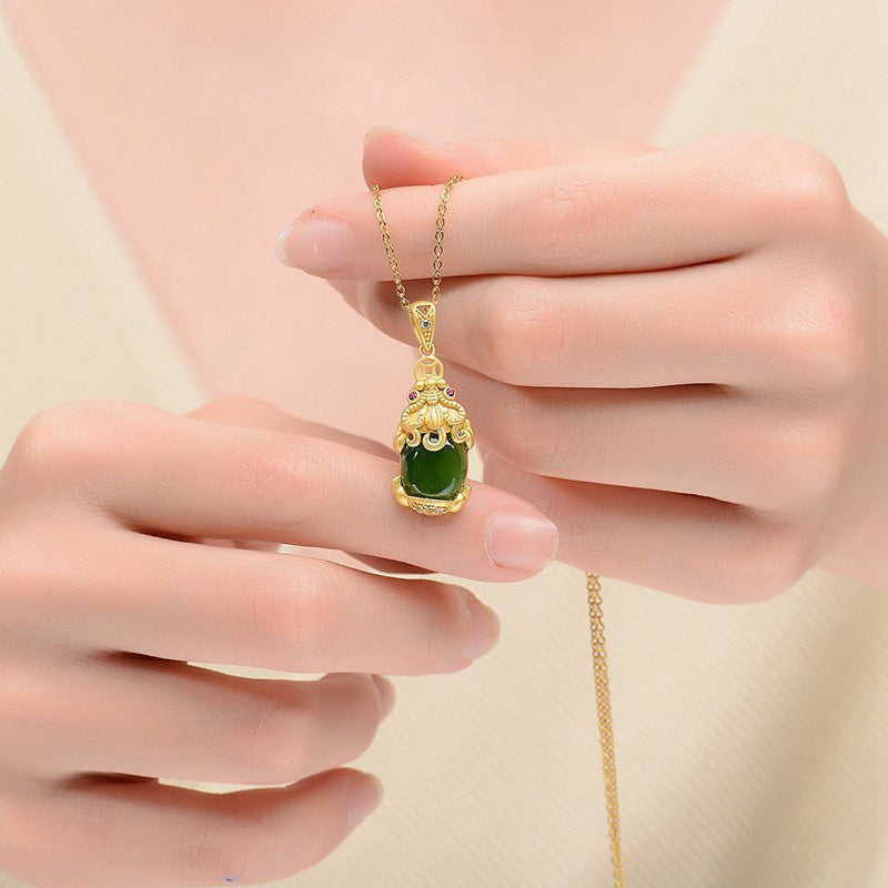 Buddha Stones Natural Jade Pixiu Balance Necklace
