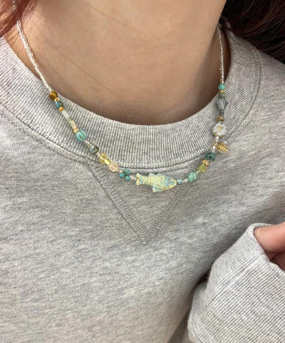 Diy Colorblock Beading Little Fish Gratuated Bead Necklace