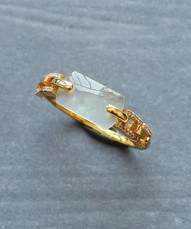 Modern Cyan 18k Gold Chalcedony Rings