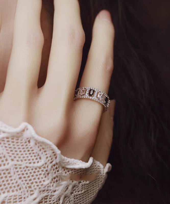 Retro Gold Copper Overgild Zircon Hollow Out Rings