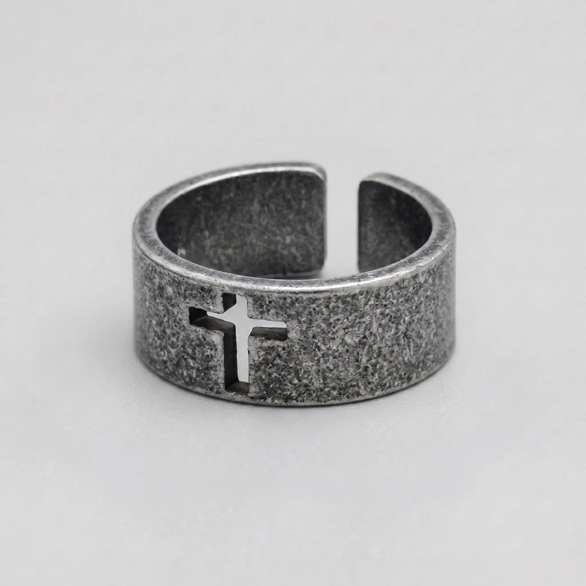Shadow Cross Cutout Open Band Ring