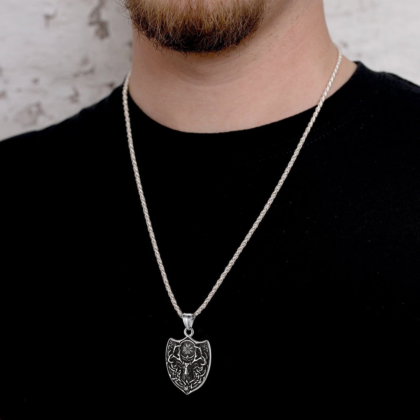 Flash Norse Viking Compass Deer Necklace for