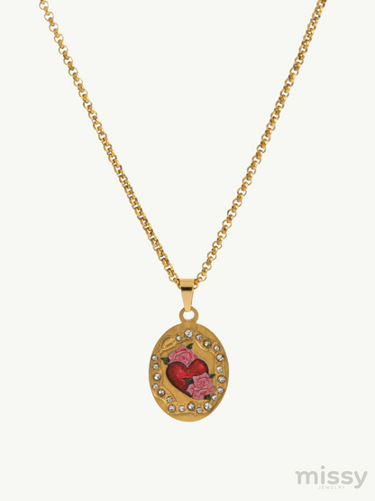 Dulce Oval Enamel Pendant Necklace
