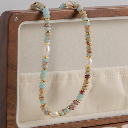 Natural Shoushan Stone Baroque Freshwater Pearl Necklace