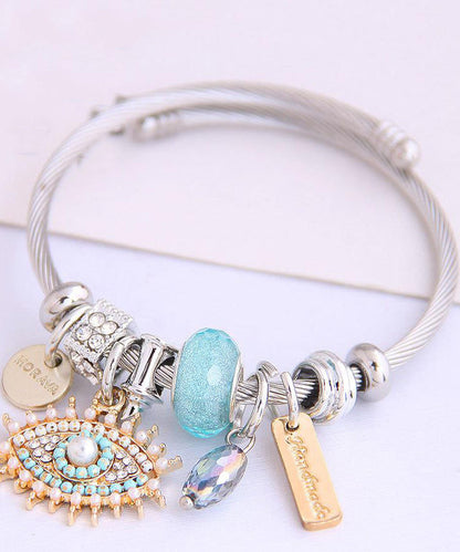 Retro Gold Sterling Silver Devil's Eye Charm Bracelet