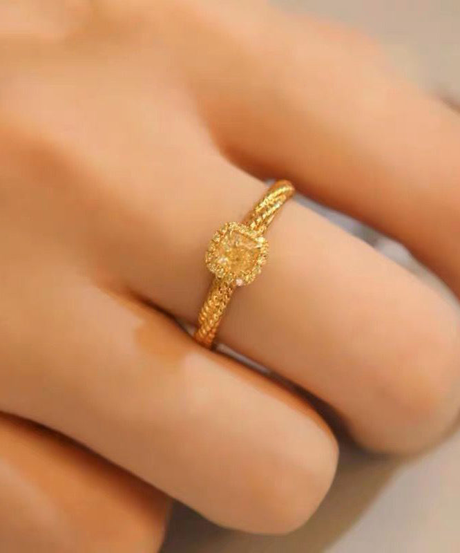 New Gold Overgild Zircon Crystal Rings