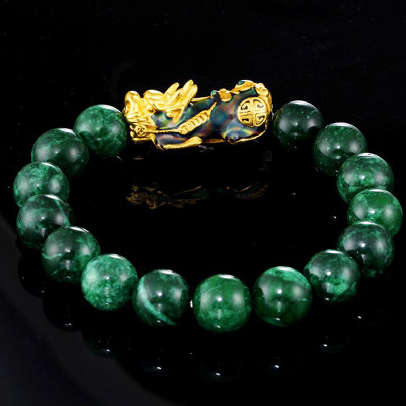 Buddha Stones Fengshui Pixiu Jade Protection Bracelet