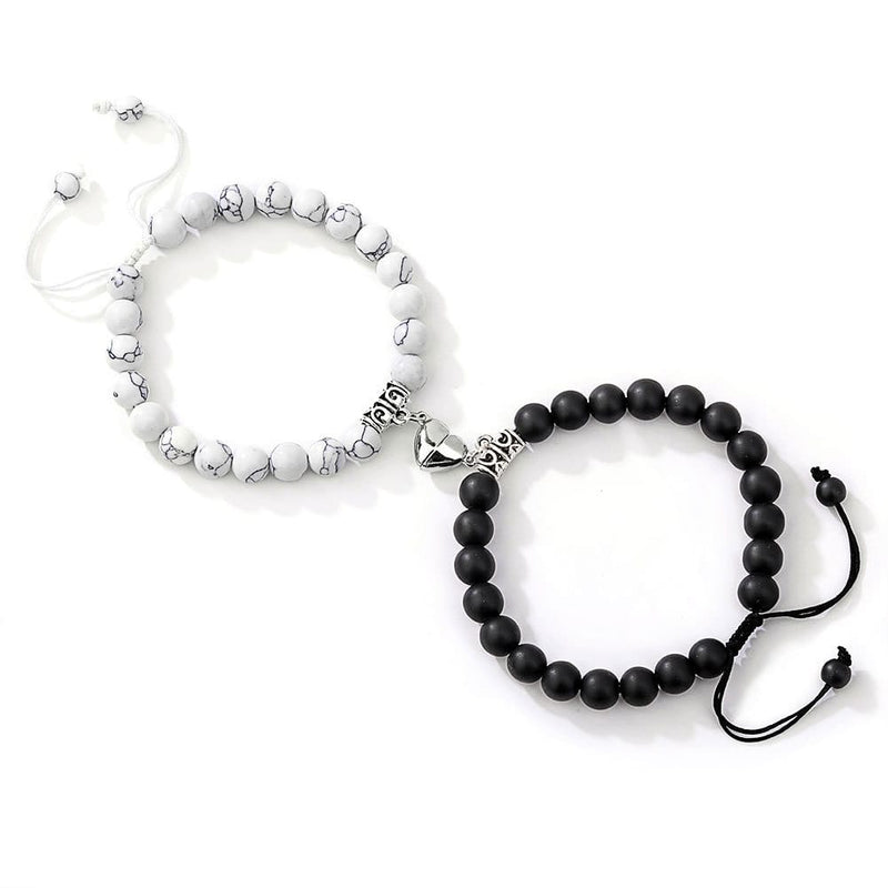 Natural Stone Couple Bracelet Crystal Set (2 Pieces)