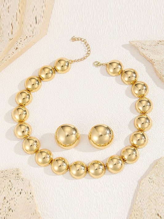 Beaded Color Split-joint Necklaces + Earrings Accessories Three Pieces
